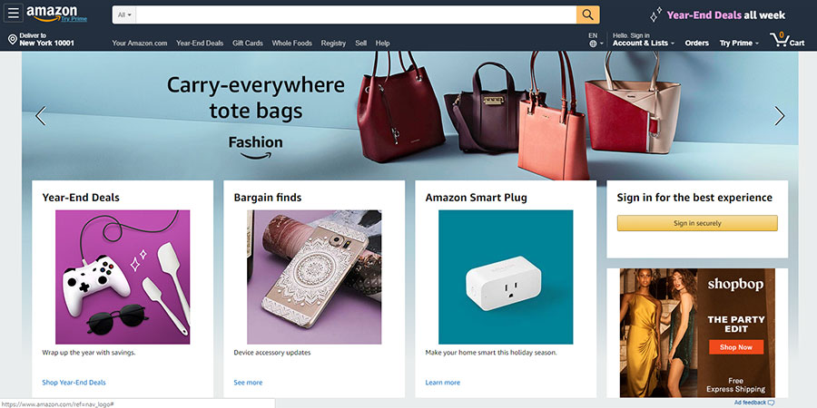Sitio web de Amazon