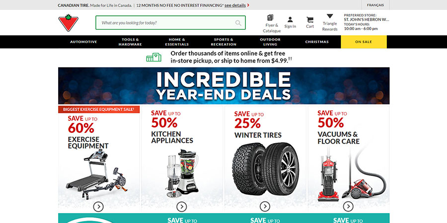 Canadian TireのWebサイト