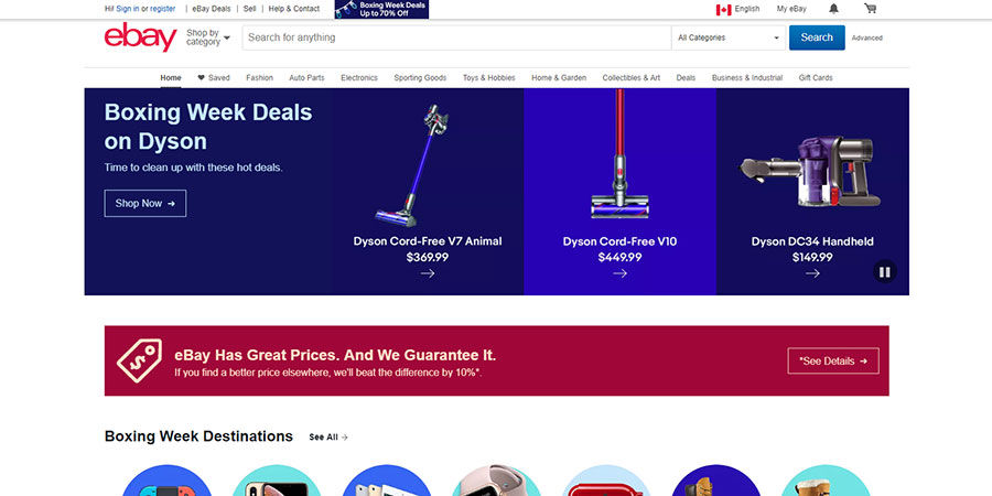 Sitio web de eBay Canada