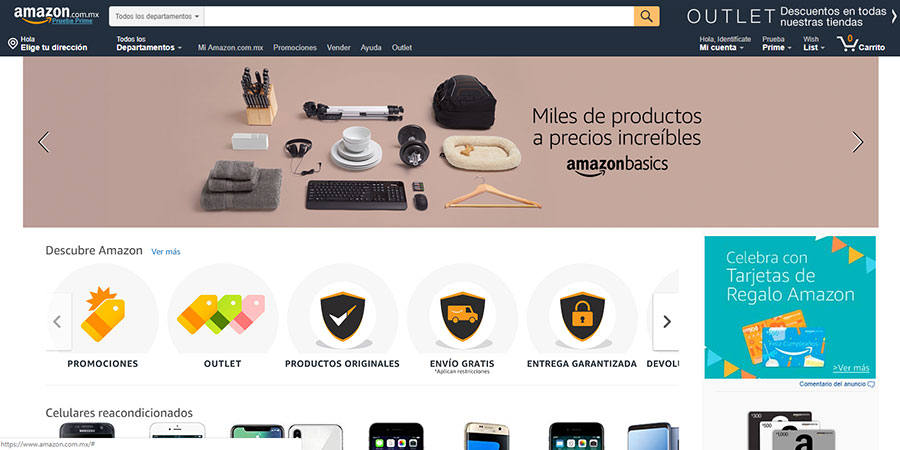 Sitio web de Amazon México