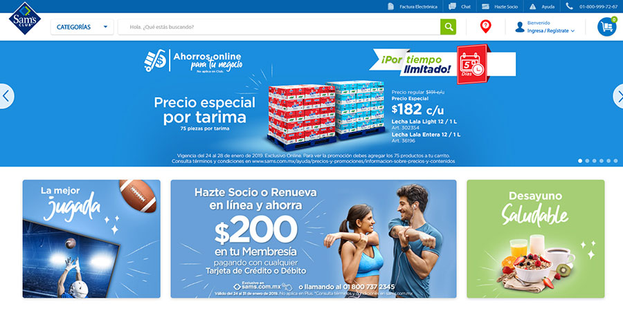 Sitio web de Sam's Club México