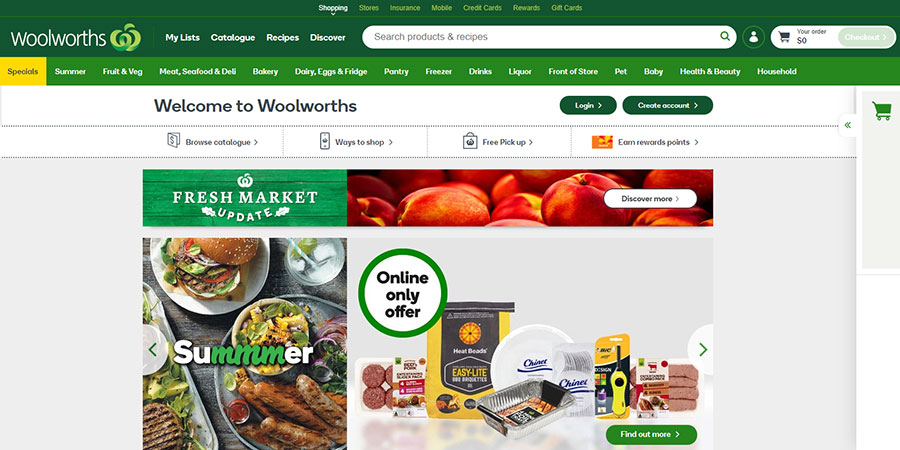 Sito Web di Woolworths