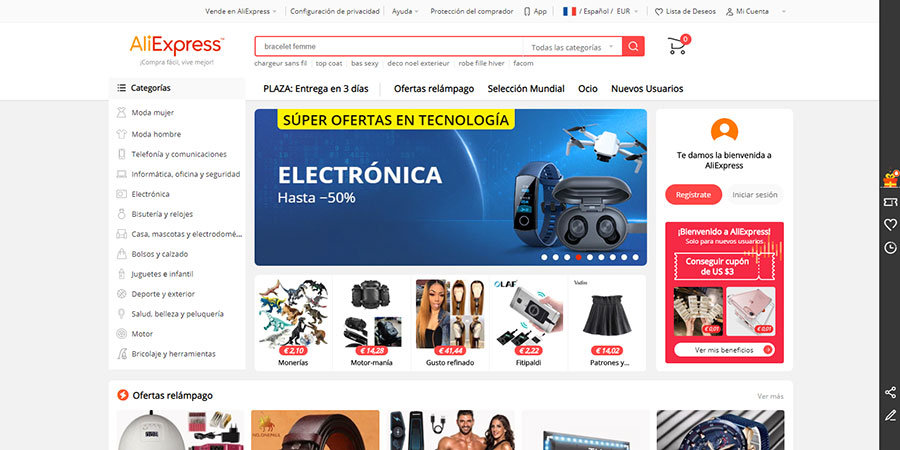 Sitio web de AliExpress Español