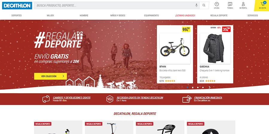 Site Decathlon Espanha