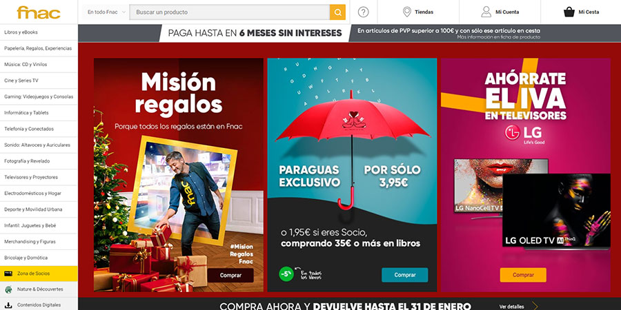 Site da Fnac Espanha