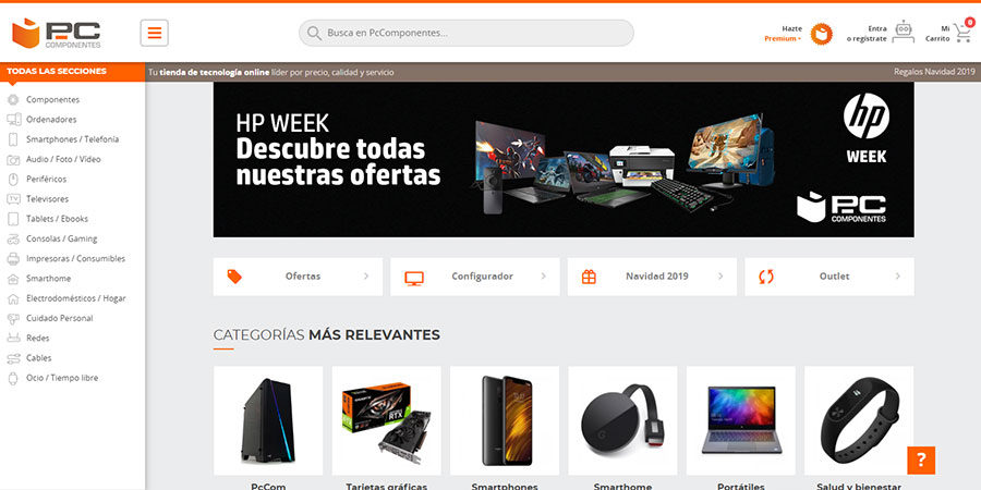 Sitio web de PC Componentes