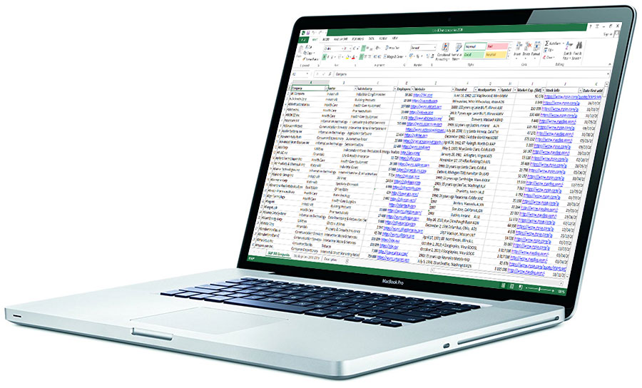 Excel spreadsheet on laptop in 3D