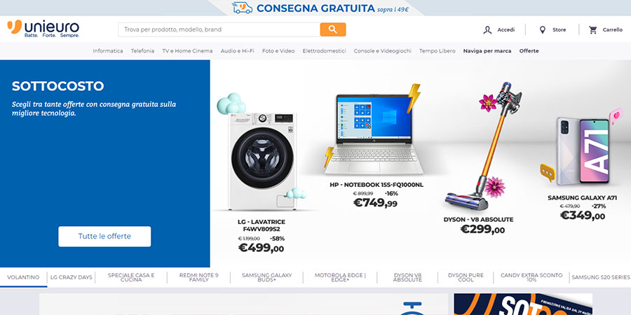 Site Web d'Unieuro